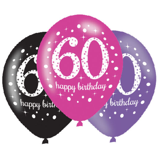 Picture of 60TH PINK CELEBRATION LATEX BALLOONS -6PK